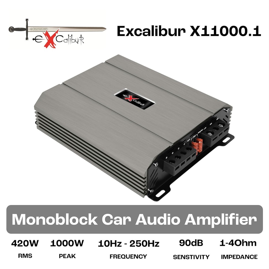 Excalibur X11000.1 Auto Verstärker HiFi Mono 1 Kanal 1500 Watt Leistungsstarker Subwoofer Endstufe A