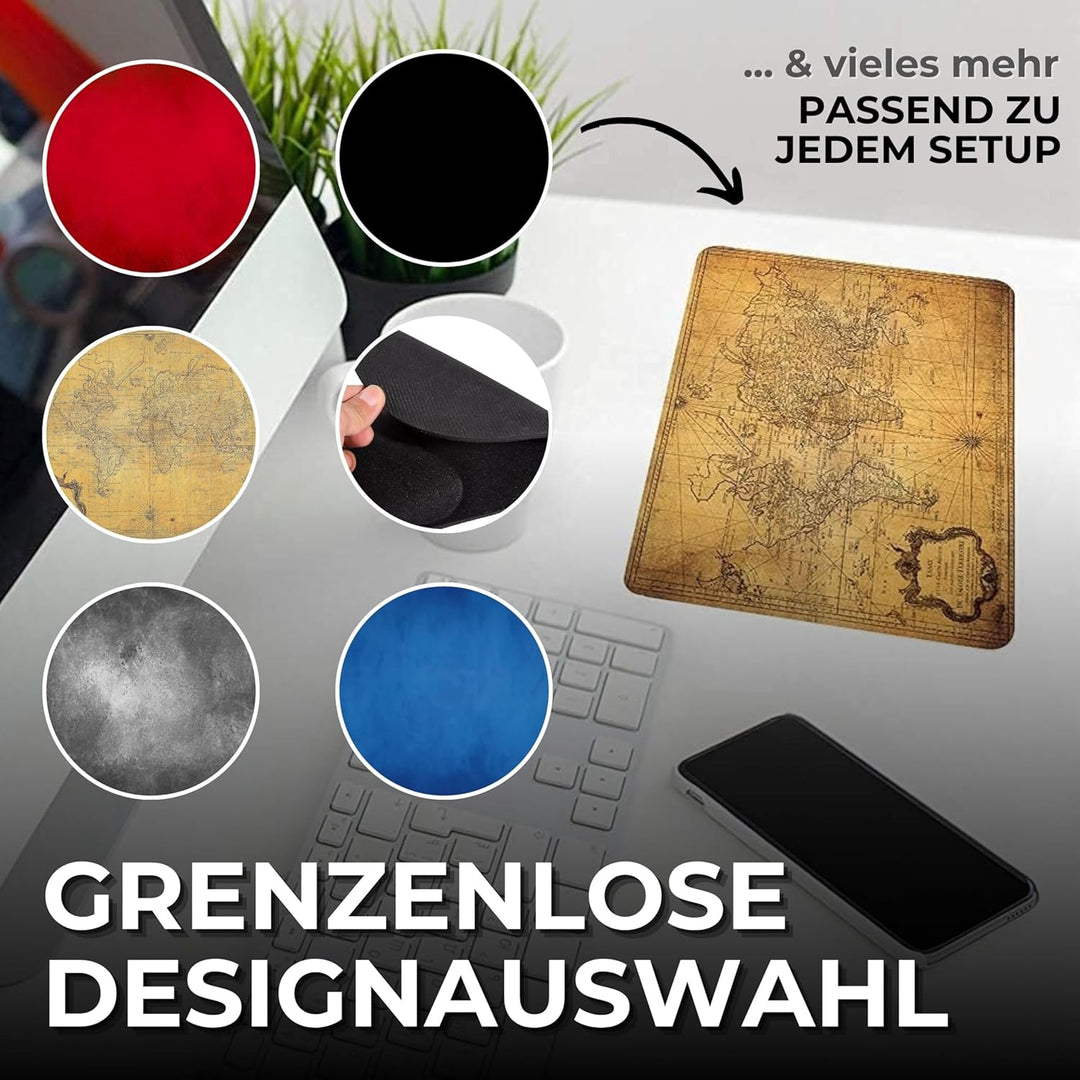 Silent Monsters Mauspad XXXL 900 x 600 mm grosses Mousepad - Gross Schwarz - Vernähter Rand - rutsch
