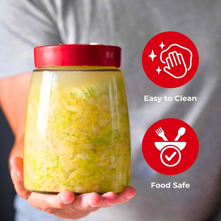 1,4 l Gärglas mit Entlüftungsventil mit 1-Wege-Entlüftung – 2 Stück Gärglas für Kefir, Kimchi, Sauer