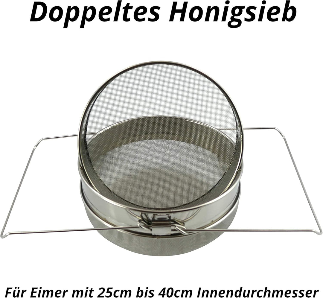 Honigsieb Doppel-Sieb 24cm Edelstahl Bienen Honig Filter Bienenzucht Honigfilterung