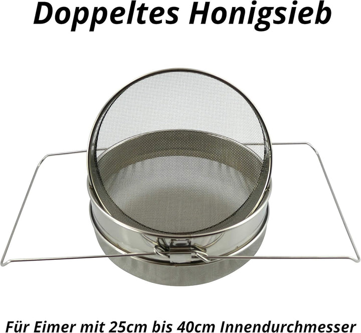 Honigsieb Doppel-Sieb 24cm Edelstahl Bienen Honig Filter Bienenzucht Honigfilterung