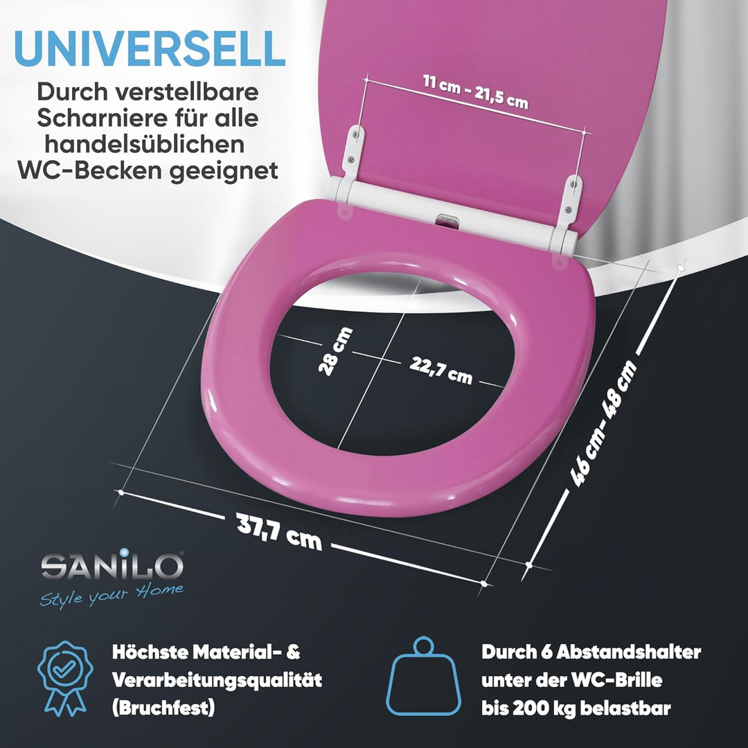 Sanilo WC Sitz mit Absenkautomatik & Schnellverschluss, Toilettendeckel per Knopfdruck abnehmbar, ei