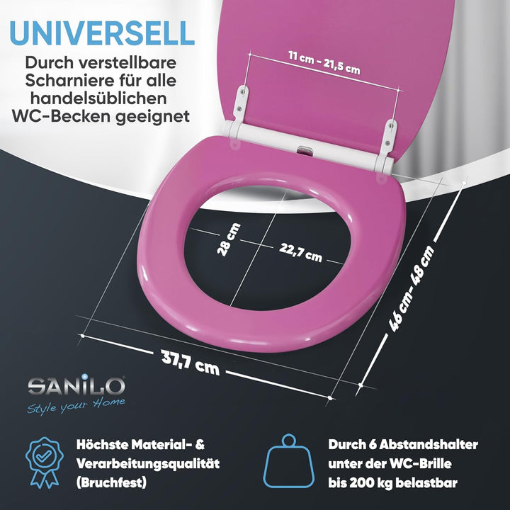 Sanilo WC Sitz mit Absenkautomatik & Schnellverschluss, Toilettendeckel per Knopfdruck abnehmbar, ei