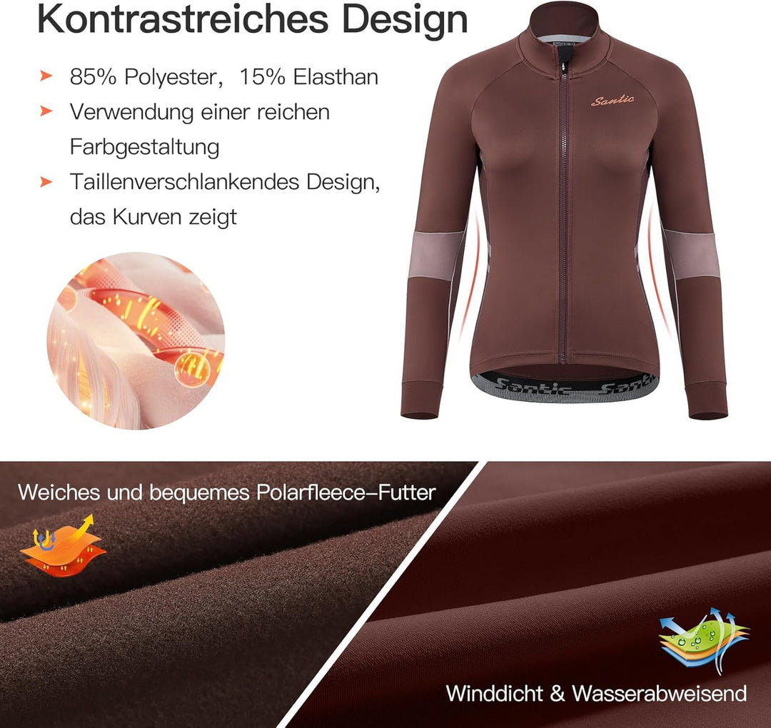 Santic Fahrradjacke Damen Winter Thermo Jacken Winddichte Laufjacke Leichte Atmungsaktiv Langarm Ref
