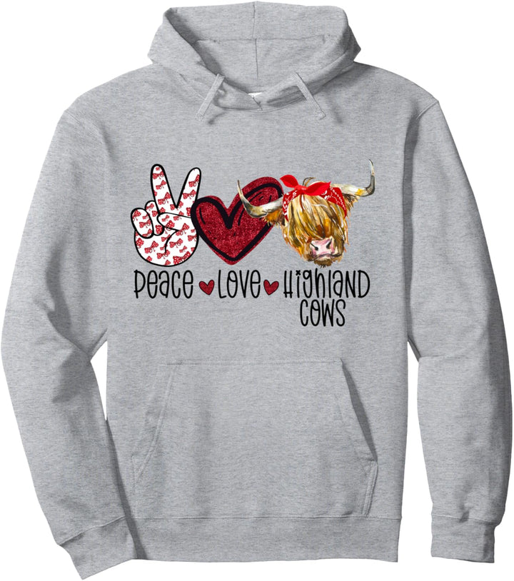 Hochland Rind Kuh Landwirtin Peace Love Highland Cows Pullover Hoodie