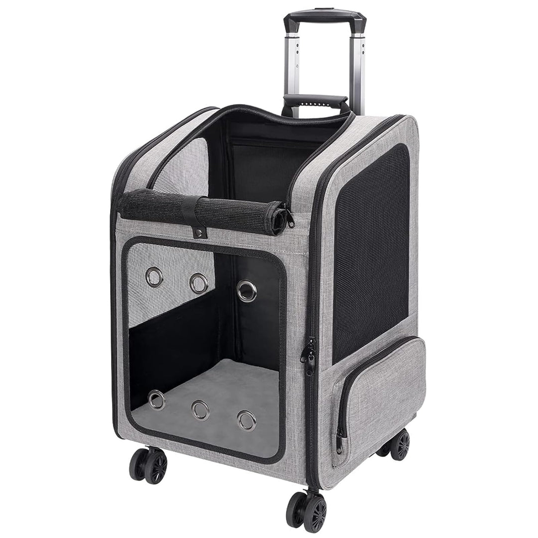 Grosser Hundetransportbox mit Rollen, Faltbarer Transportbox Katze Gross, Hunderucksack bis 15 kg, T