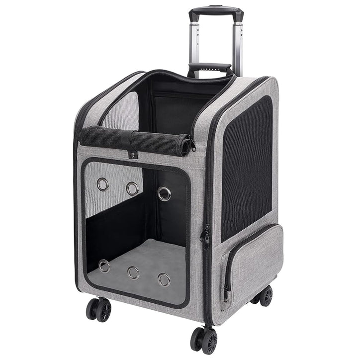 Grosser Hundetransportbox mit Rollen, Faltbarer Transportbox Katze Gross, Hunderucksack bis 15 kg, T