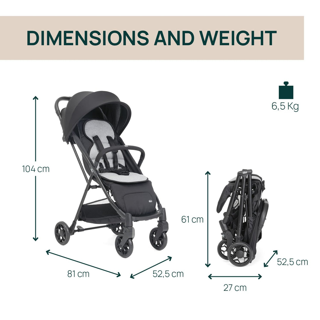 Chicco Kinderwagen Taormina, Ab Geburt bis 22 Kg, Praktisch und leicht, Zusammenklappbarer Buggy, Ki