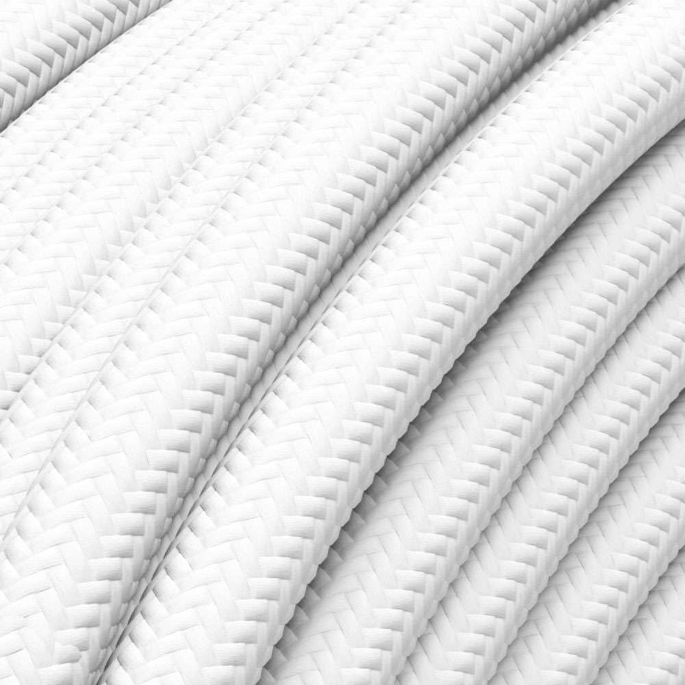 Textilkabel für Aufputz-Elektroinstallation, Rundkabel, dreiadrig (3×1.5mm²), Weiss - 50 Meter 50 Me