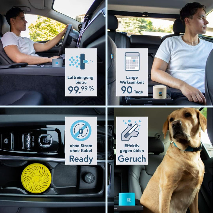 CURVE Auto Luftreiniger - Entfernt 99% der Keime & Gerüche aus Luft/Oberflächen - Ohne Strom - Geräu