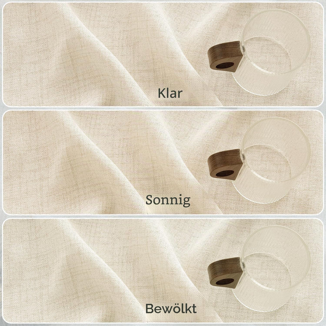 MIULEE Wohnzimmer Vorhänge Gardinen Leinen Ösenvorhang Leinenoptik Vorhang Boho Gardine mit Ösen Sem