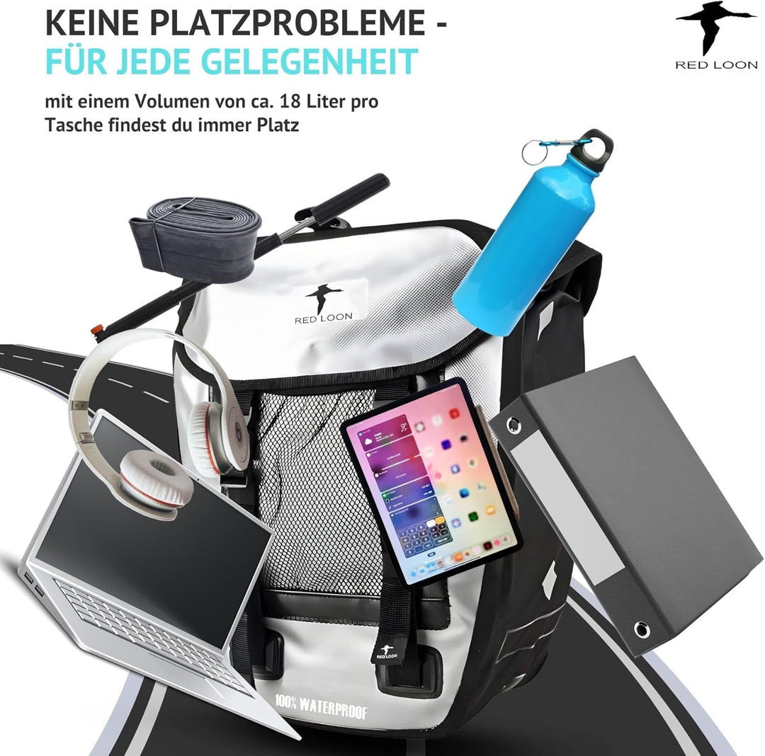 Red Loon 2 x Pro robuste Fahrradtasche aus LKW-Plane – wasserdichte Doppelpacktasche für Gepäckträge