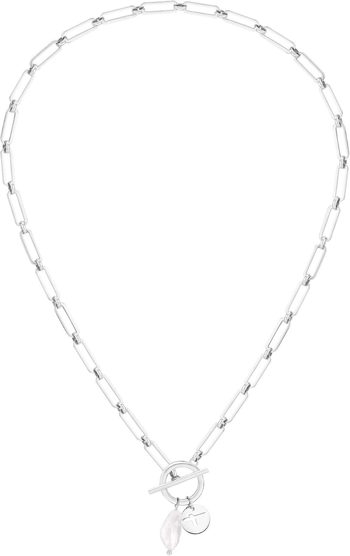 Tamaris Halskette für Damen, Halsschmuck mit Anhängern wasserfest aus Edelstahl Silber, Silber