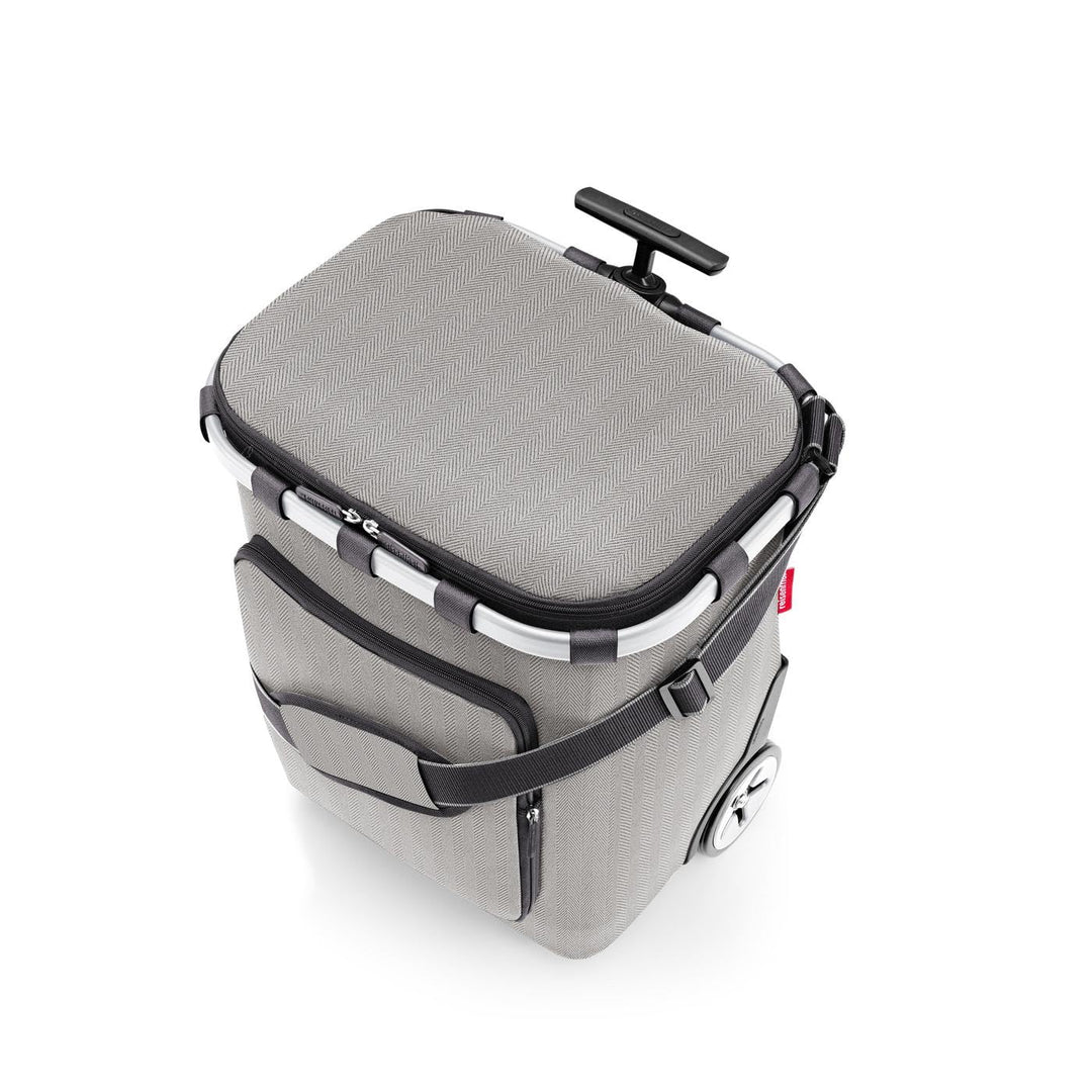 reisenthel carrycruiser Plus in Herringbone Grey – Tragbarer Einkaufstrolley mit Kühlfach, Schulterg
