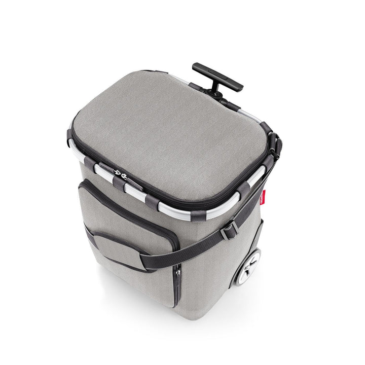 reisenthel carrycruiser Plus in Herringbone Grey – Tragbarer Einkaufstrolley mit Kühlfach, Schulterg