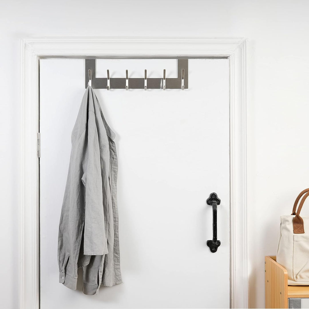 WEBI Türgarderobe mit 6 Haken,Türhaken zum Einhängen,Türaufhänger,Kleiderhaken Tür,Haken Tür,Türhake