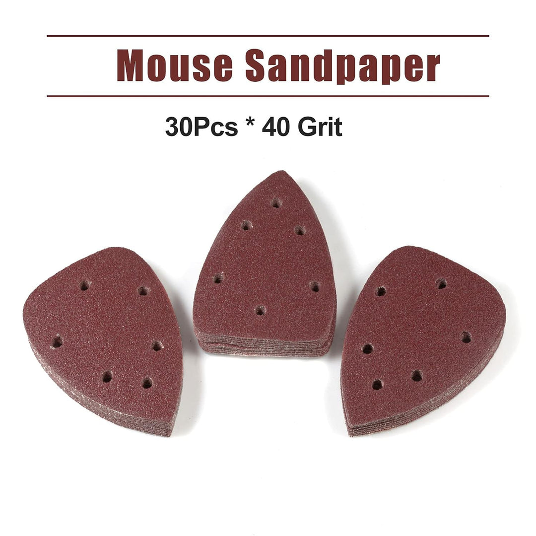 SPEEDWOX 30 Stück Maus-Detailschleifer Schleifpapier 6 Loch, Körnung 40, Haken- und Schlaufen-Detail
