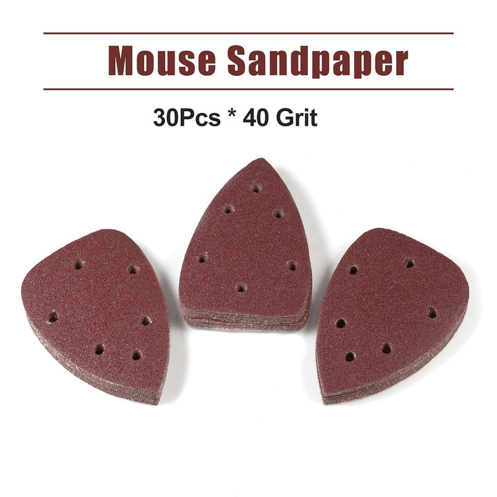 SPEEDWOX 30 Stück Maus-Detailschleifer Schleifpapier 6 Loch, Körnung 40, Haken- und Schlaufen-Detail