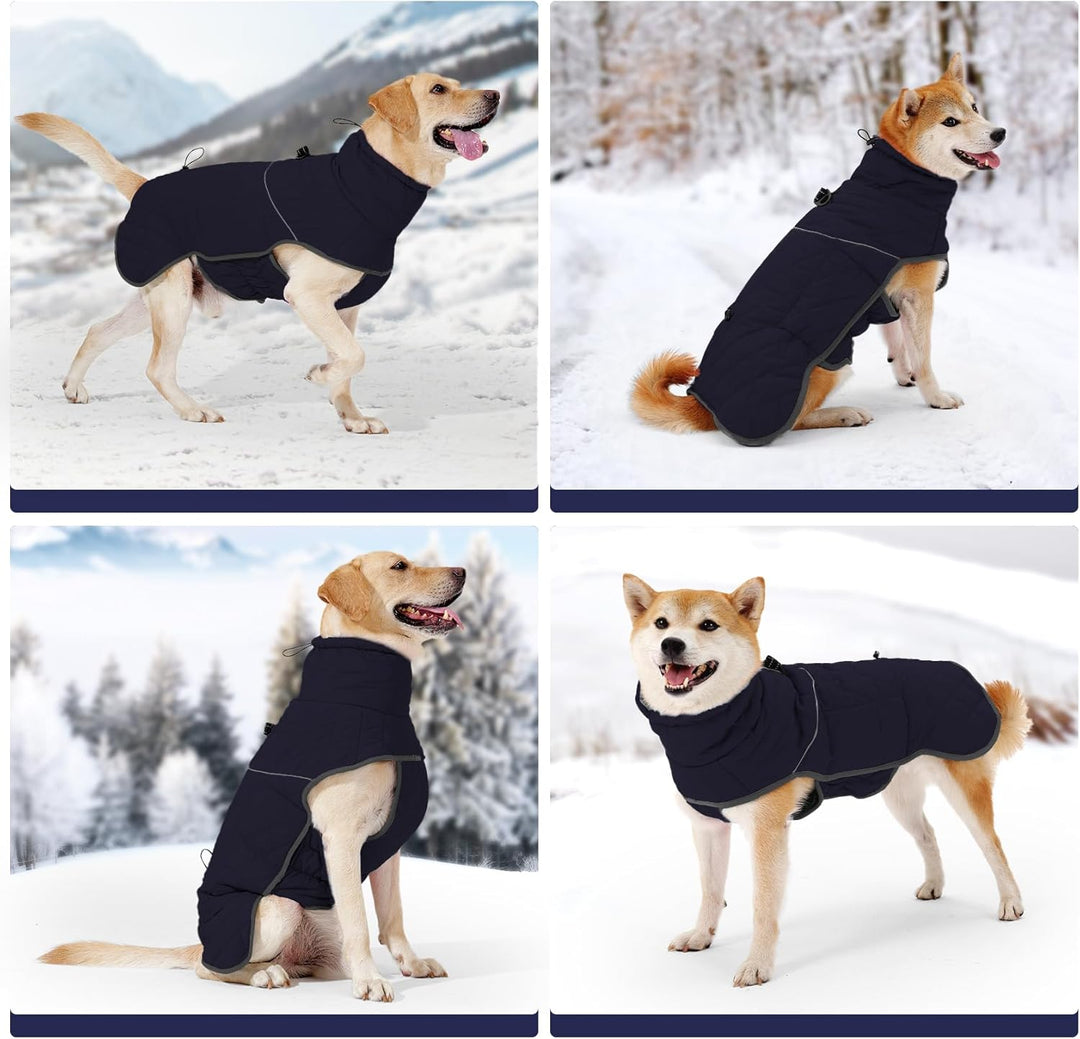 HEYWEAN Hundemantel Winter Wasserdicht Hundejacke mit D-Ring Warm Mantel Hund Fleece Hundepullover R