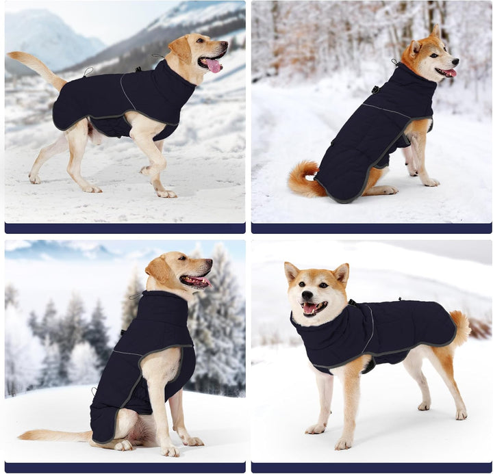 HEYWEAN Hundemantel Winter Wasserdicht Hundejacke mit D-Ring Warm Mantel Hund Fleece Hundepullover R