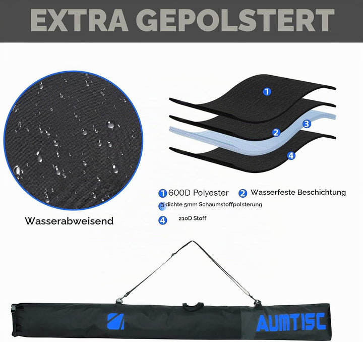 AUMTISC Skitasche und Skischuhtasche Combo - Skitaschen für Flugreisen - gepolsterte Schneeskitasche