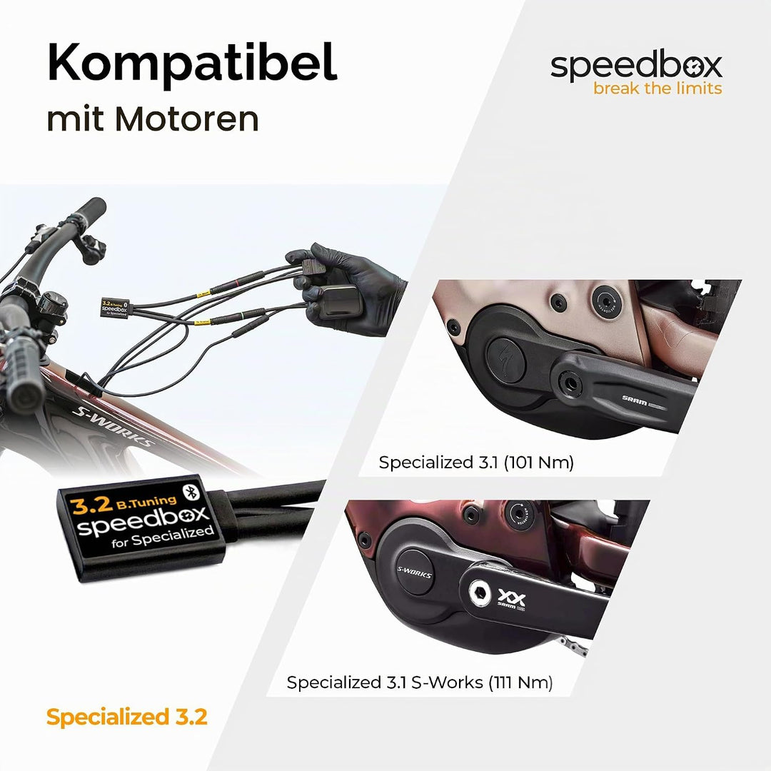 SpeedBox 3.2 für Specialized E-Bikes &amp; Motoren 3.1 (einschliesslich S-Works) – Tuning-Chip, einstell