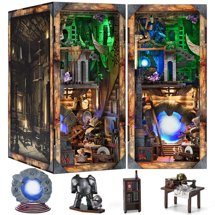 Book Nook Kit, DIY Miniatur Puppenhaus Booknook Kit, 3D Holz Puzzle Buchstütze Bücherregal einfügen