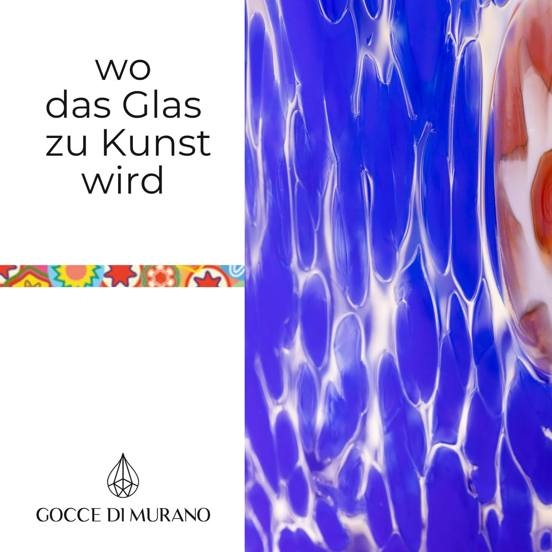 Gocce di Murano Set mit 6 Regenbogen-Gläsern, aus mundgeblasenem Muranoglas, 240 ml, handgefertigt,