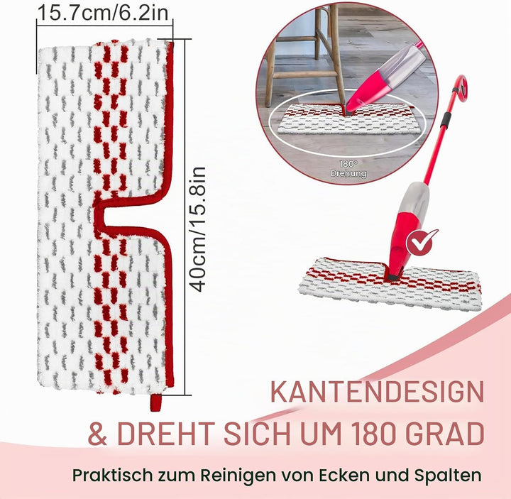 4 Stück für Vileda 1-2 Spray MAX Sprühwischer, Bodenwischer, Bodenreinigung Ersatzbezug, Wiederverwe