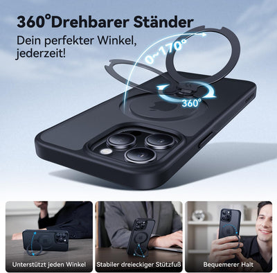 CASEKOO 360° MagicStand (Pro-Version) für iPhone 15 Pro Hülle für MagSafe [Unsichtbarer Ständer] [Mi