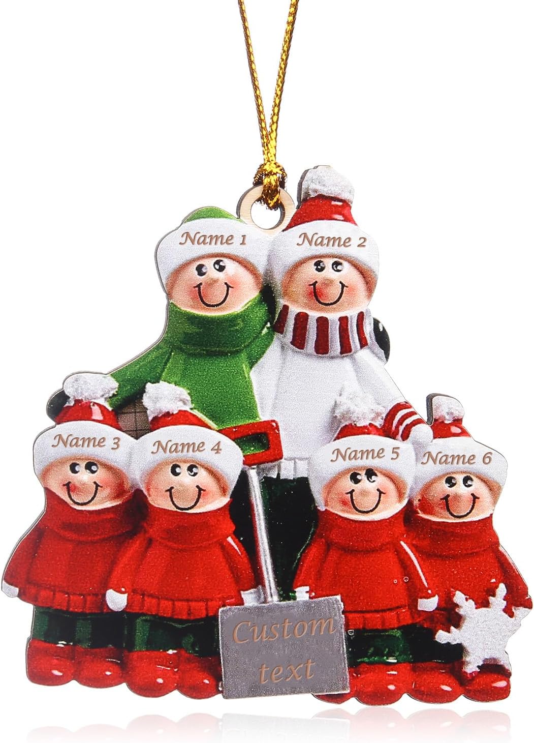 lorajewel Personalisierte Weihnachtsschmuck Anhänger mit 2/3/4/5/6/7/8 Familiennamen Weihnachtsbaum