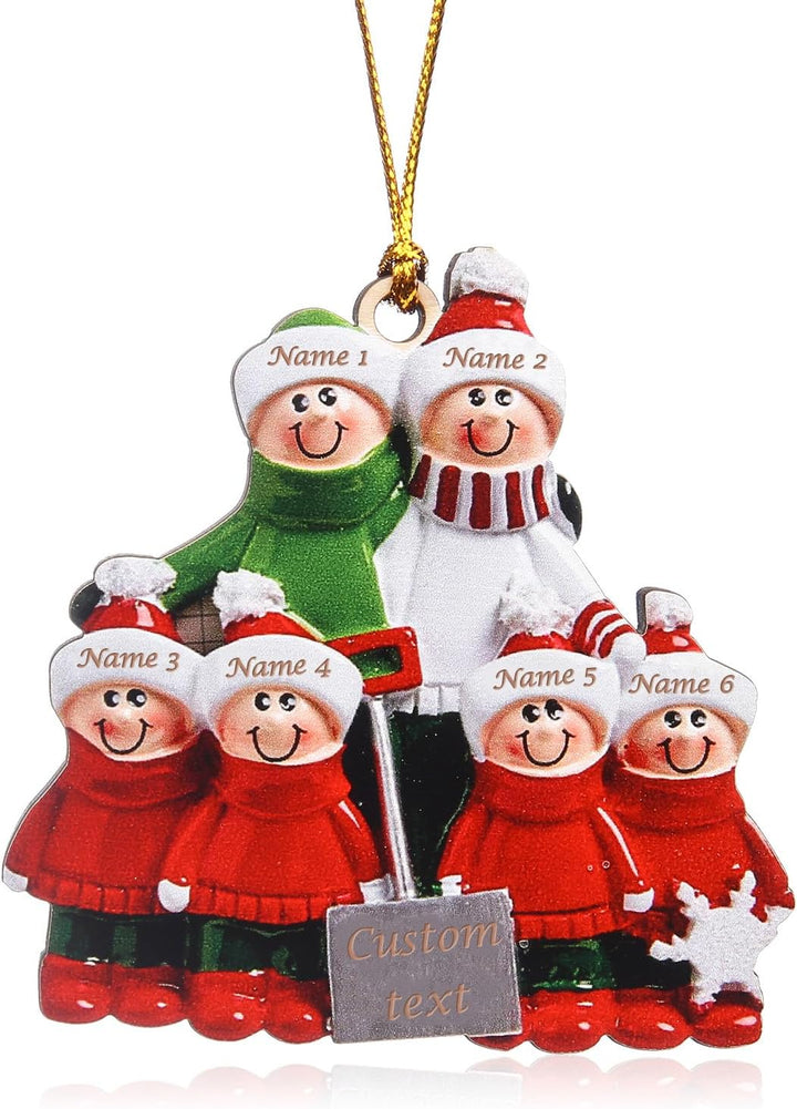 lorajewel Personalisierte Weihnachtsschmuck Anhänger mit 2/3/4/5/6/7/8 Familiennamen Weihnachtsbaum