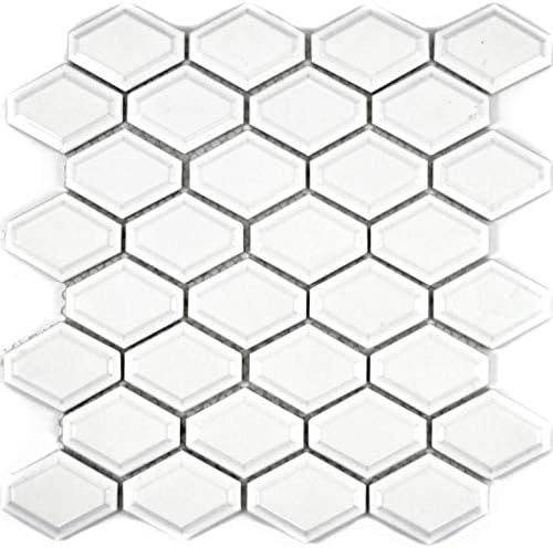 Keramikmosaik Fliesen Mosaikfliesen Keramik Kachel Diamant Metro weiss matt Fliesenspiegel Küchenfli