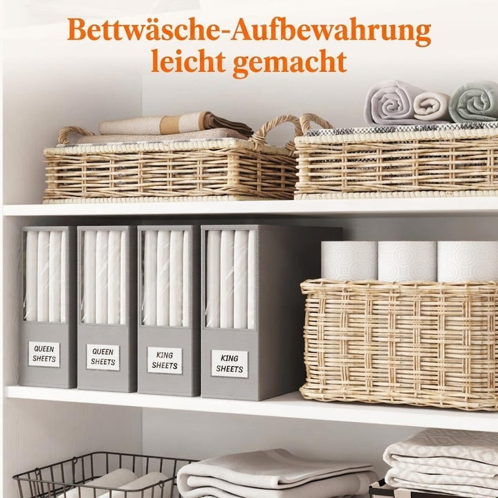 Lifewit 4 Stück Bettlakenbeutel, Faltbarer Bettwäsche-Organizer für Bettlaken mit Klarsichtfenster,