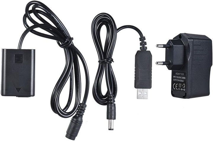 Andoer NP-FW50 Dummy Batterie + 5V 2A USB Power Adapter Kabel mit Netzstecker Ersatz für AC-PW20 für