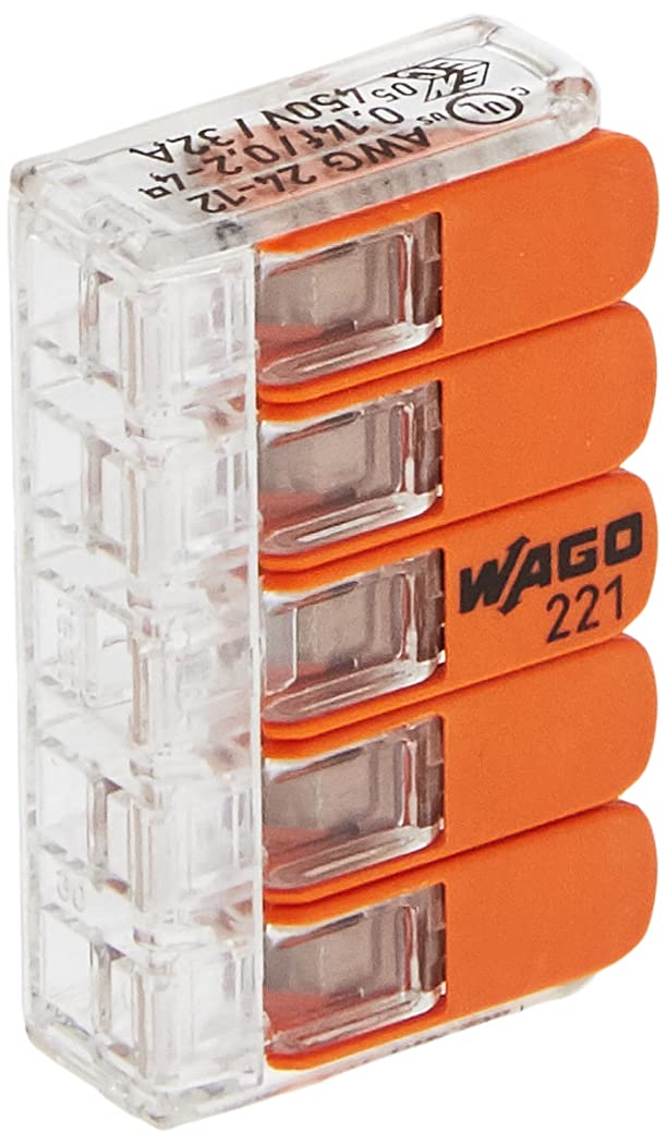 Kopp 33346428 Wago Steckklemme 5-fach mit Hebel für Flexible Drähte Wiederöffenbar 1, 5-2, 5 mm² Inh