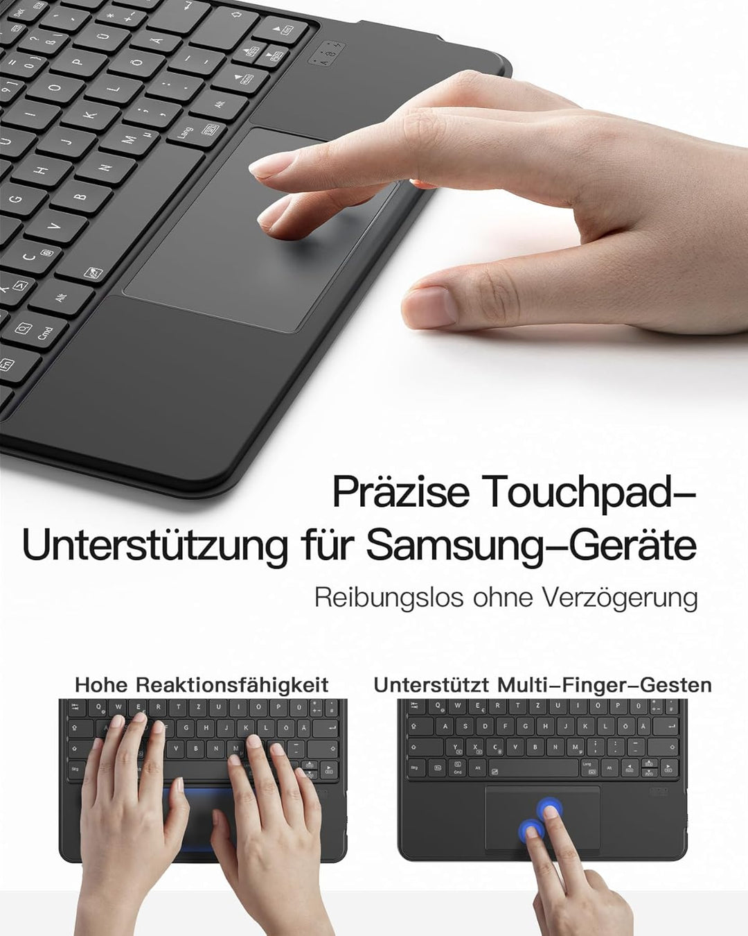 Inateck Hülle mit Tastatur für Samsung Galaxy Tab S10 Lite/S10 FE/S9 FE/S9,Tastatur für Tablet Hoch-