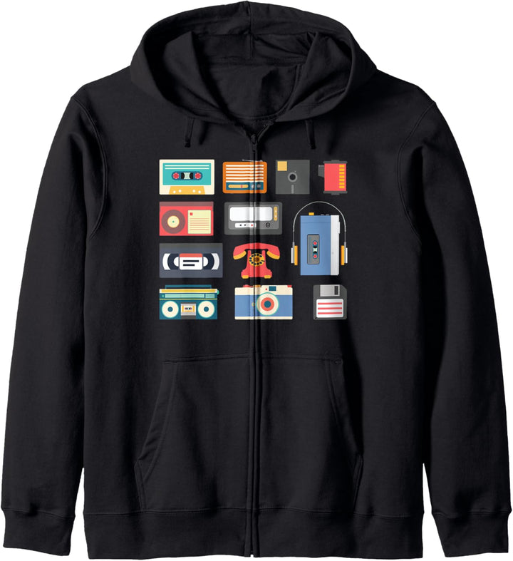 Retro-Technologie der 1990er Jahre Spiele-Gadget-Elektronik Kapuzenjacke