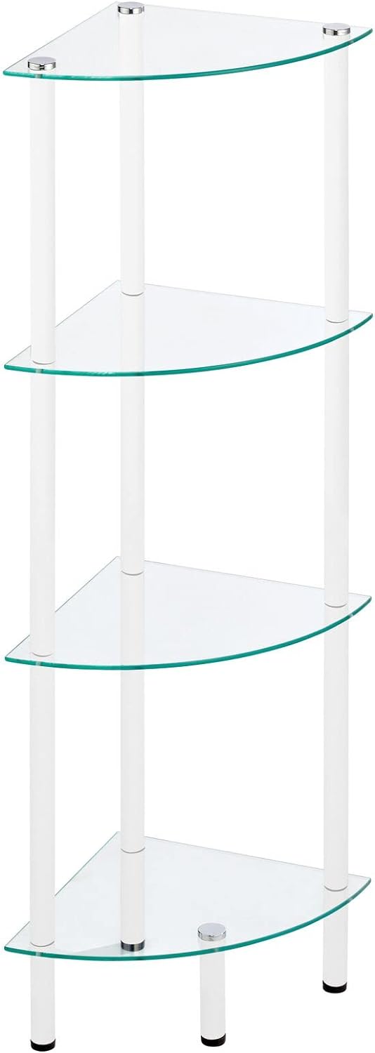 mDesign Eckregal – Standregal mit 4 Ablagen für Bad, Flur, Büro oder Schlafzimmer – stehendes Regal