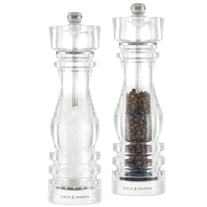 Cole & Mason London Acryl Salz- und Pfeffermühlen-Set, 220 mm, Precision+ Carbon-/Keramik-Mechanisme