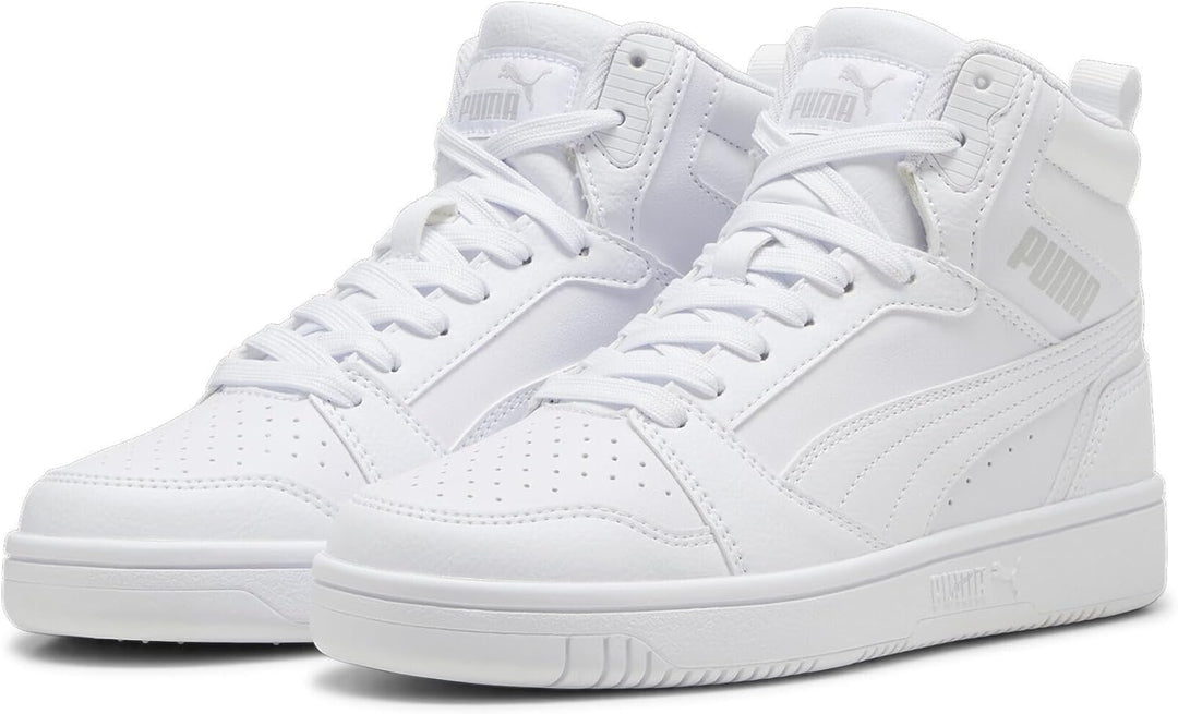 PUMA Unisex Kinder Rebound V6 Mid Jr Sneaker 38 EU White Cool Light Gray, 38 EU White Cool Light Gra