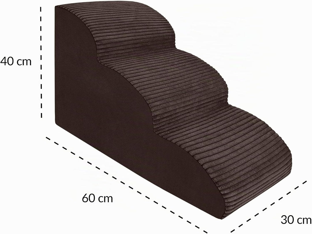 Hundetreppe 3 Stufen - 60 x 30 x 40 cm - rutschfest Weich für Kleine Hunde Haustiertreppe Stabil Sic