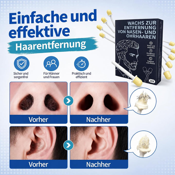 20 Wachs-Sticks zur Entfernung von Nasen- & Ohrenhaaren | Einweg-Nasenhaar Wachs Sticks-Set, Hygieni