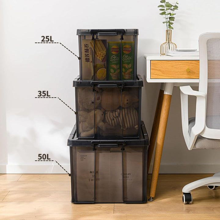 Cetomo 25 x 3 Kunststoff-Aufbewahrungsbox mit robustem Deckel und sicheren Verriegelungsschnallen, s