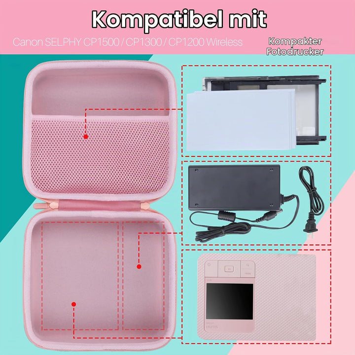 Hart Reise Schutz Hülle Etui Tasche für Canon SELPHY CP1500 / CP1300 / CP1200 Mobil Tragbar Unterweg