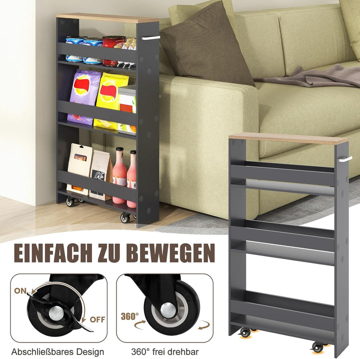 GIANTEX Nischenregal 13cm breit, Küchenregal Küchenschrank Küchenwagen schmal, Nischenschrank Nische