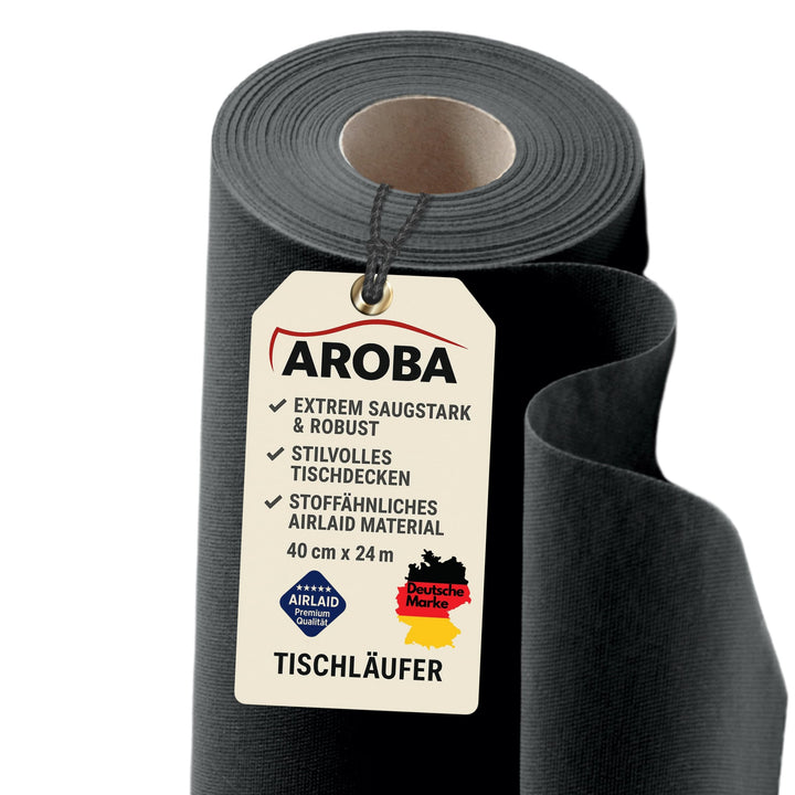 6 Airlaid Tischläufer 40 cm x 24 m Rolle mit Perforation für einfaches Kürzen, 20x Einweg Tischdecke
