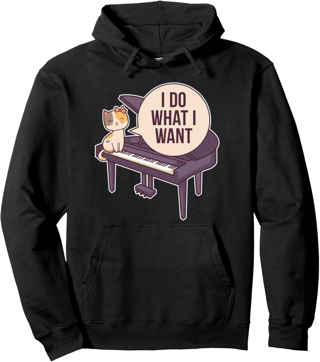 Klavier Pianist Klavierspieler Piano Jazz Musiker I Katze Pullover Hoodie