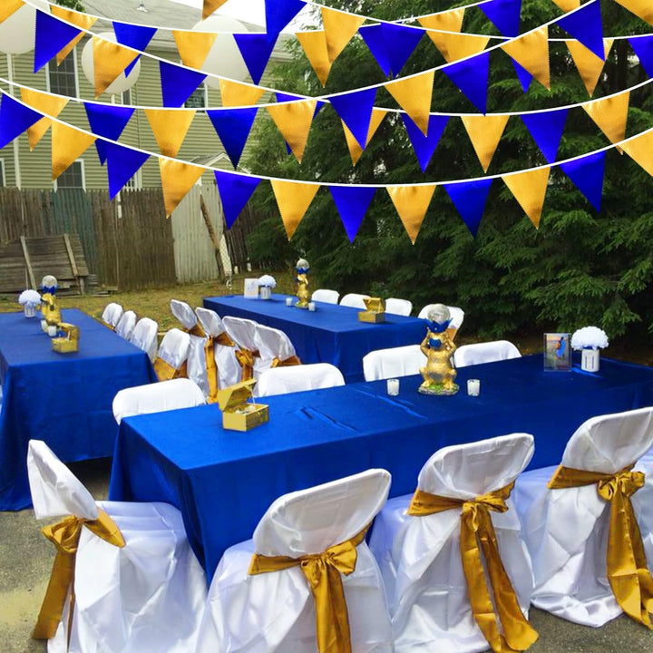 32 Ft Blau Gold Stoff Dreieck Banner Flagge Doppelseitig Metallic Holographische Wimpel Wimpel Girla