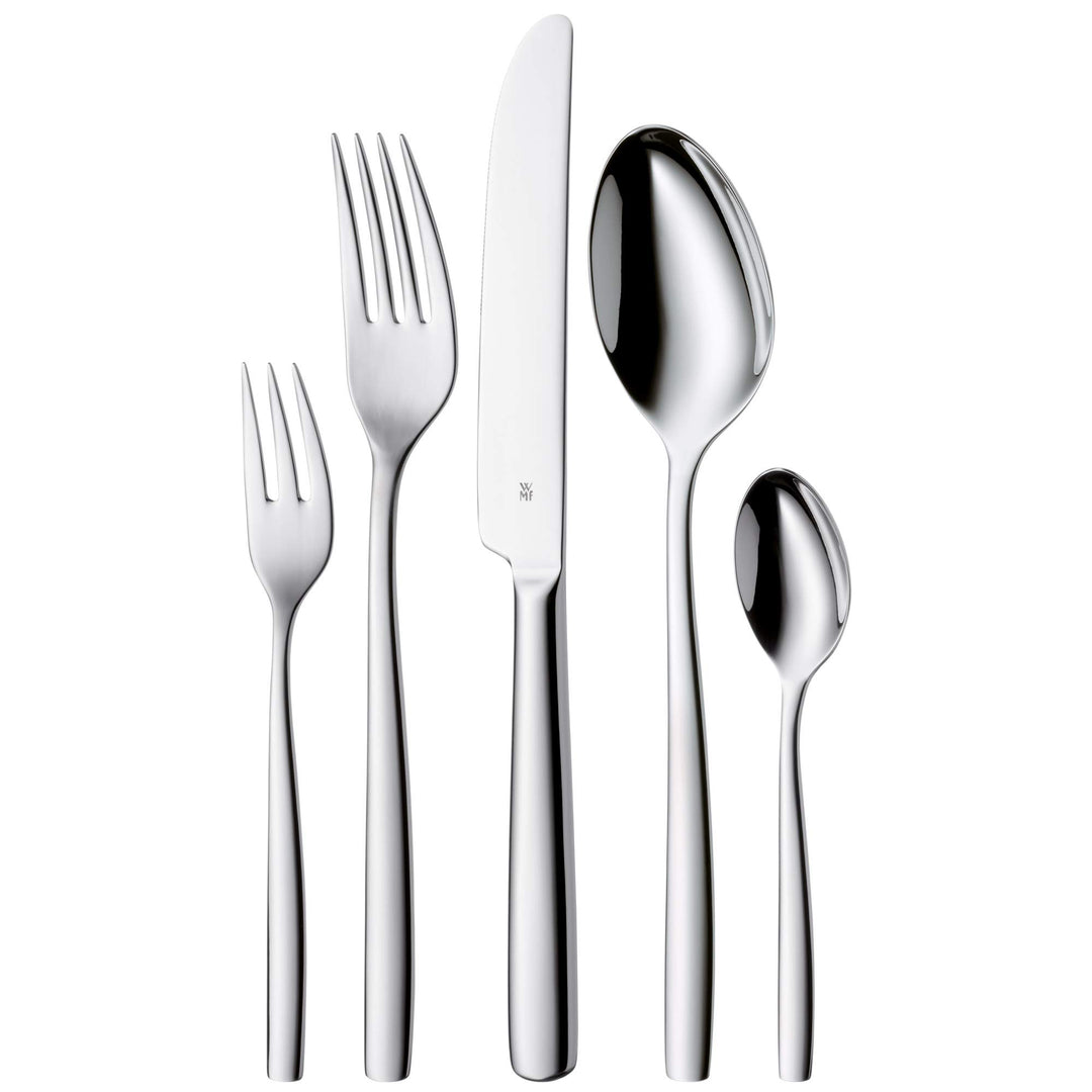 WMF Palma Edelstahl Besteck Set 6 Personen, Essbesteck Set 30 teilig, Monobloc-Messer, Cromargan Ede